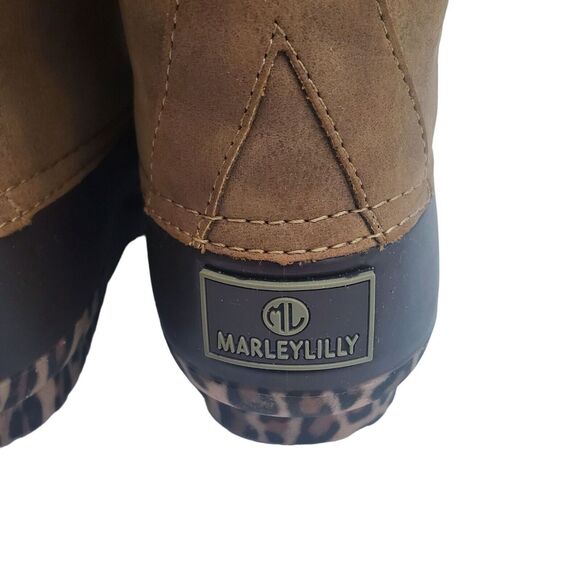 Marleylilly Leopard Duck Boots Girls 3 Brown Removable Tongue Waterproof Casual - Picture 10 of 15